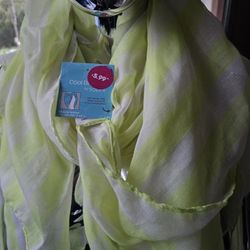 NWT Bright Yellow White Striped Light Beach Wrap/Scarf/Shawl Fun Happy