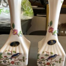 Two Vintage AYNSLEY Fine English Bone China "Pembroke" Gold Trimmed Bud Vase 7" 