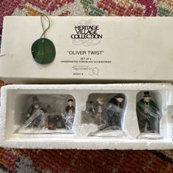 Dept. 56 Heritage Village Collection “Oliver Twist” – Set of 3 Porcelain Accessories Hand-painted porcelain