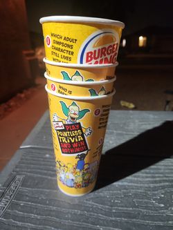 2002 set of four Burger King Simpsons wax cups unused