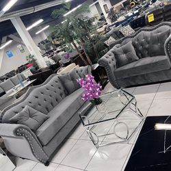 Beautiful Sofa Set 🩶 Grey Velvet 🩶 