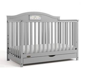 5-in-1 Convertible Baby Crib with Drawer & Reversible Headboard – Pebble Gray (Brand New) 👶💤 