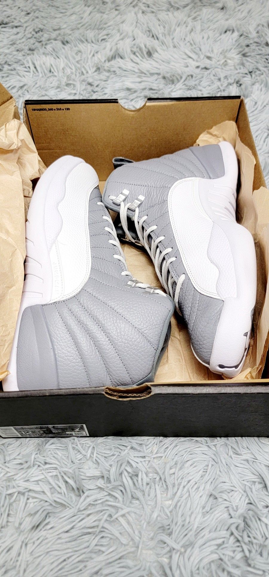 Size 12 Nike Air Jordan 12 Retro "Stealth"/White/Cool Grey-CT8013-015.