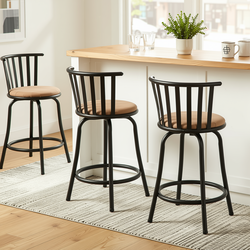 Homy Casa PISTIL 3PC 24/29 Inch Adjustable Barstool Bronze Frame Suede Seat