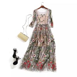 Floral Embroidered Mesh dress
