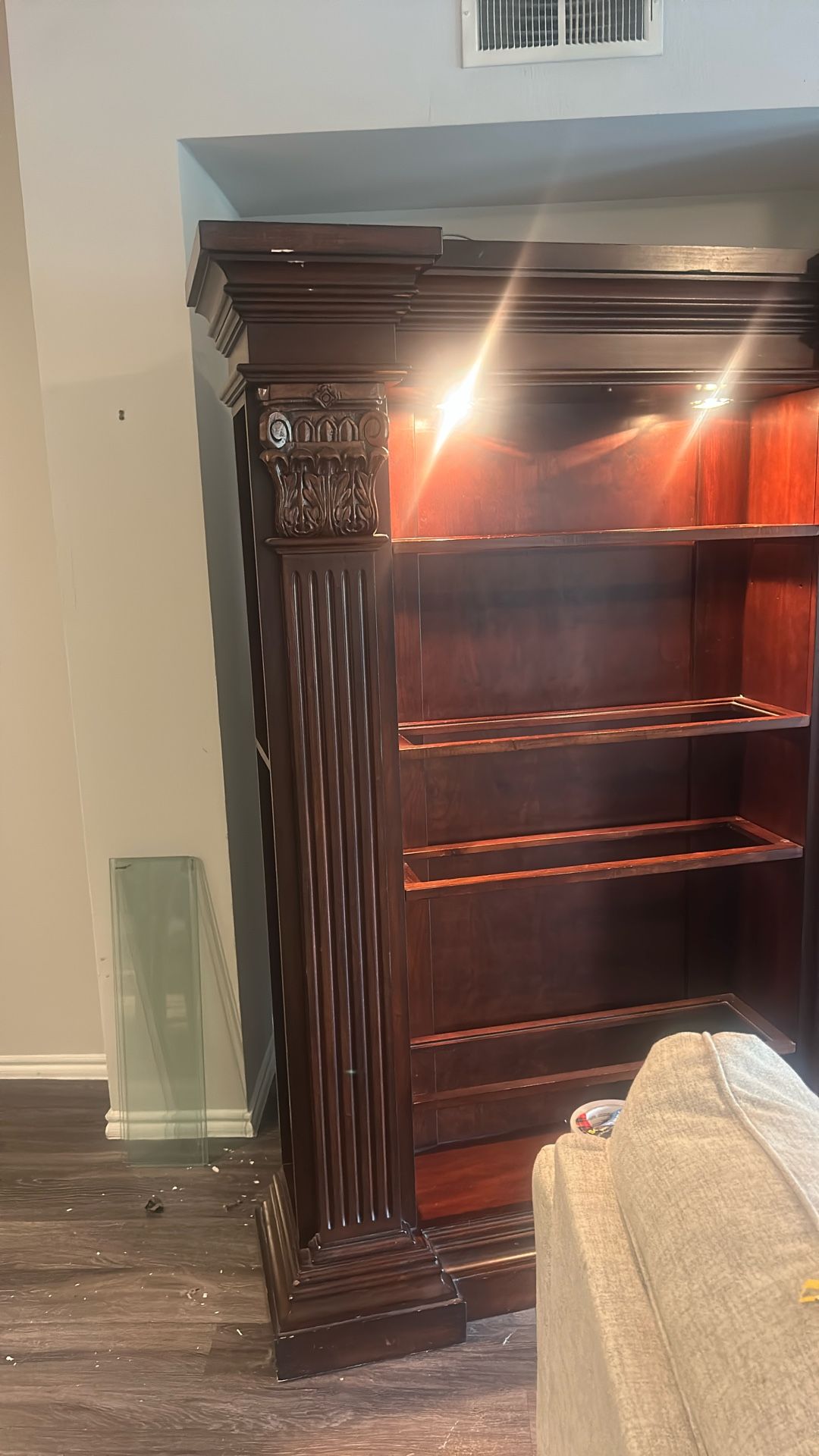 Mahogany Book Shelves With Lights