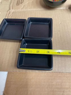 Black Ceramic Square Dipping Dishes Set of 3
