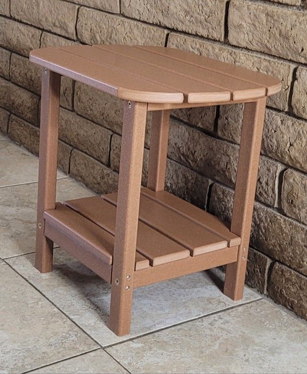 Weather Resistant Outdoor Side Table / 2 Tier Storage Shelf