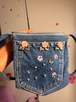 Y2K Embellished Denim Crossbody Bag