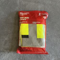 NEW Milwaukee Class 2 High Visibility Yellow Safety Vest  With 10 Pockets  L/XL 