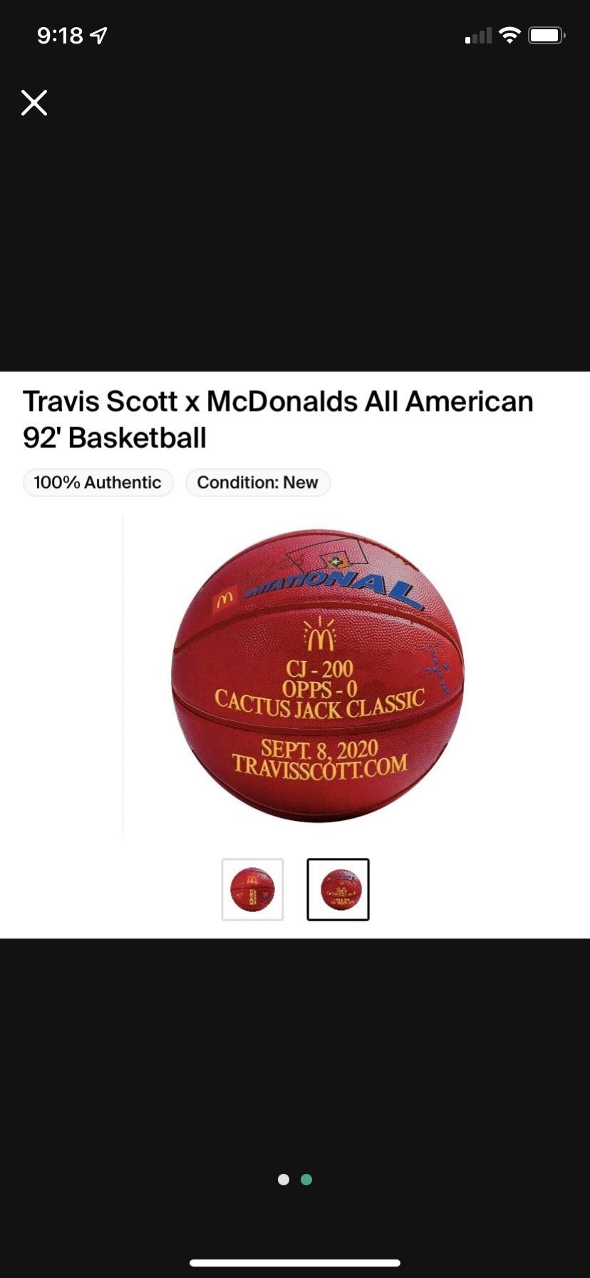 Travis Scott McDonalds basketball - New Sealed Plastic