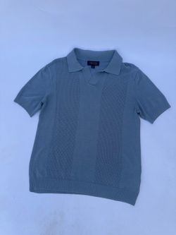 Truth Textured Knit Polo - Mens S, Light Blue, Open Collar