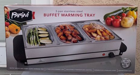 Brand New Parini 3 Pan Electric Buffet Server Food Warming Tray Stainless Steel