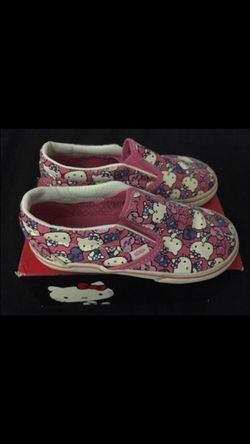 Gently worn girls Hello Kitty slip on Vans size 10