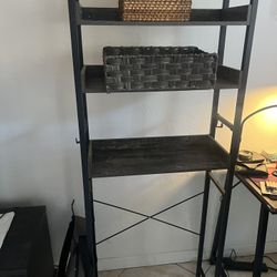 Bookshelf (Dark Walnut) W/Hooks Space Underneath