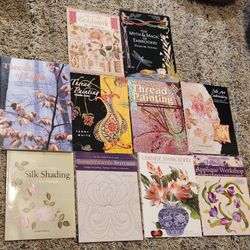 Lot Of 10 Embroidery  / Applique / Silk Shading  / Thread Painting Books - All For One Price