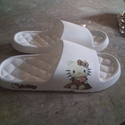 Hello Kitty White Slide Sandals