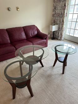 Glass coffee table with two end tables