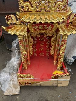 Combodian Red And Gold Shrine 