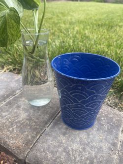 Cute Small Blue Pot for Plants 🌱💙🪴🎀