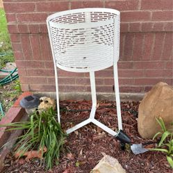 White Metal Plant Stand, 16” Diameter, 32” Tall