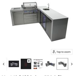 Mont Alpi 400 Deluxe BBQ Grill Island with 90 Degree Corner & Beverage Center - MAi400-D90BEV