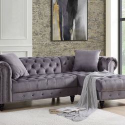 Brand New Gray Velvet Sectional