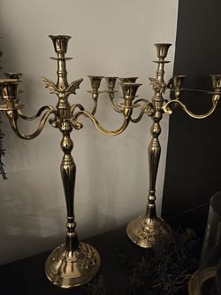 Brass Gothic Bat Candelabra Set of 2