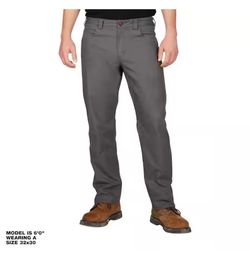 Milwaukee Men's 32 in. x 32 in. Gray Cotton/Polyester/Spandex Flex Work Pants with 6 Pockets 32x32