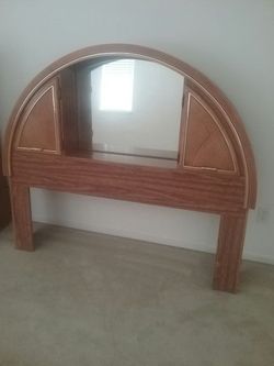 Queen size headboard with mirror and two built in cabinets