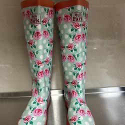 Walk in the Park Rain Boots Floral Polka Dot Size 6 US