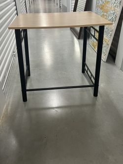 Wood Desk/Table With Black Legs And Accents