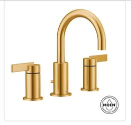 Moen Cia 8" widespread 2-handle high-arc batroom faucet trim kit in brushed gold