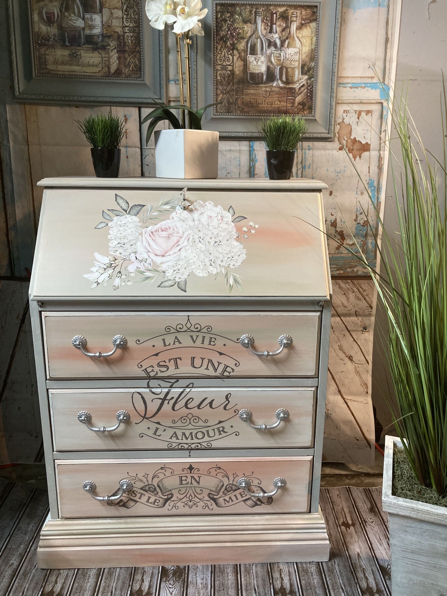 Beautiful Jasper Secretary Desk Professionally Painted