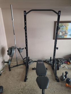 Champ adjustable bench,  squat rack