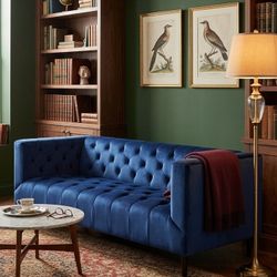 Modern Chesterfield Sofa in Royal Blue Velvet – DELIVERY 