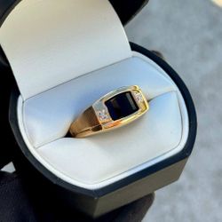 Jewelry 10k solid yellow gold onyx stone natural diamonds 1.21CTW ring size 14.00