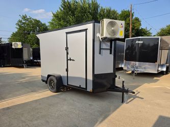 2027 New 5x10 SA Screwless Enclosed Trailer | Blackout | Spoiler Package | 30 AMP Electric Pkg. w/mini split |  1201 (SILVER)