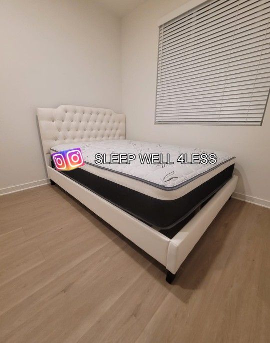 NEW QUEEN BED FRAME AND MATTRESS