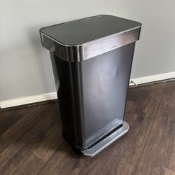 Simplehuman 45L Rectangular Step Trash Can, Black Stainless Steel