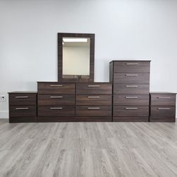 Brand New Bedroom Sets/ Dresser With Mirror,  Chest And Two Nightstands 