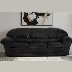 Black Leather Couch ( Charcoal black)