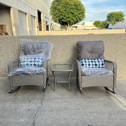 3pc Rattan Rocking Chair Set 
