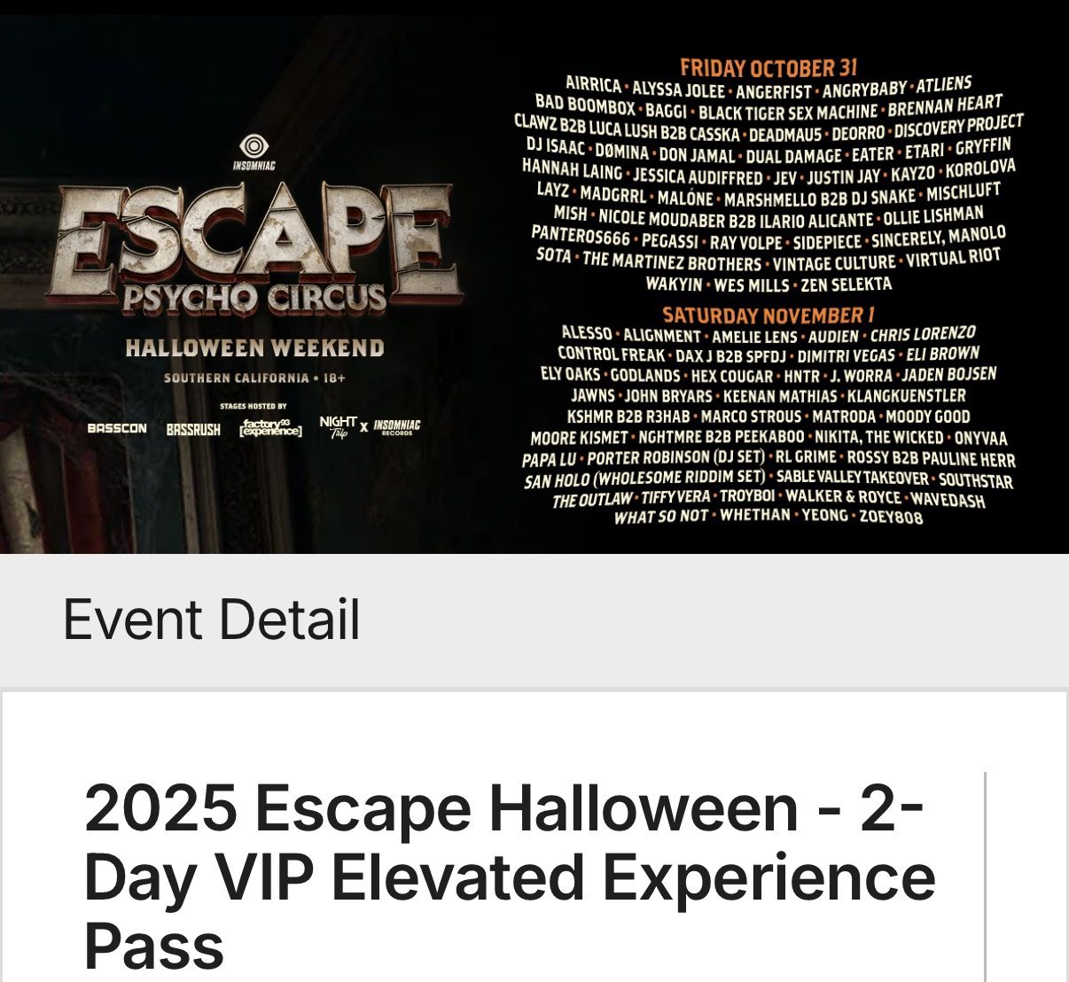 VIP 1 ticket 350 OBO