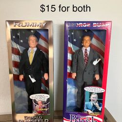 Donald Rumsfeld and George Bush 12” Talking  Dolls (see Description)