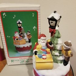 Christmas Revolving Musical Hand Painted Porcelain Music Box 