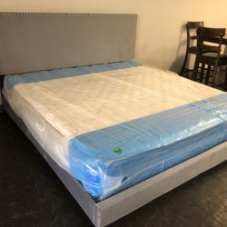 BRAND NEW KING SIZE MATTRESS AND PLATFORM BED FRAME 