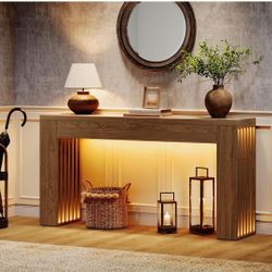 Console Table for Living Room, Farmhouse Entryway Table with Vertical Slat Legs, Wooden Rectangular Sofa Tables Accent Table, Hallway, Foyer, Rustic B