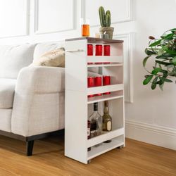 Skan Modern Rolling Kitchen Storage Cart with Shelves & Drawers