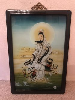 Vintage Japanese Reverse Glass Painting